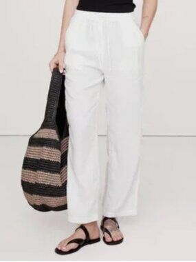 Banana Republic White Linen Blend Pull-On Pants - Size S 24" Inseam